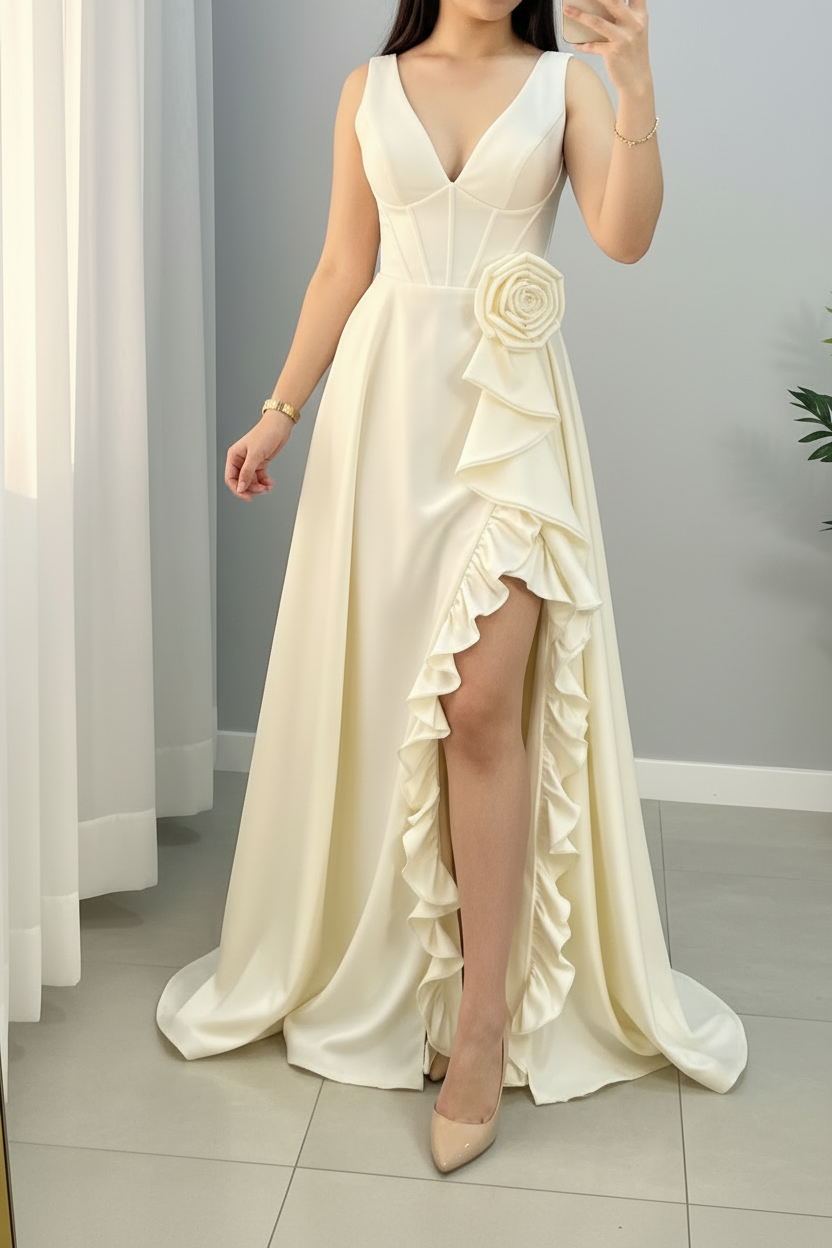 Vestido Ivory Rosa Satén cod.991