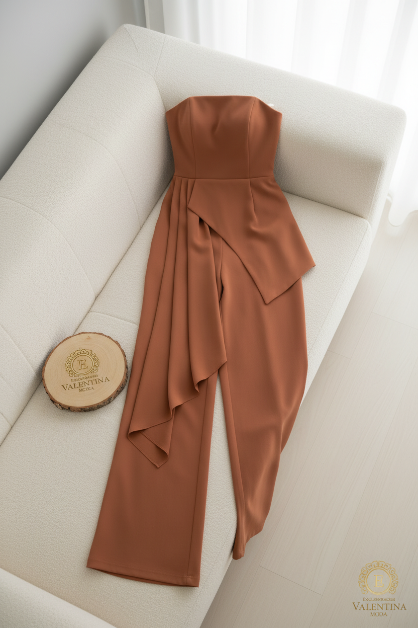 Conjunto Terracota Peplum Drapeado 2 Piezas cod.916