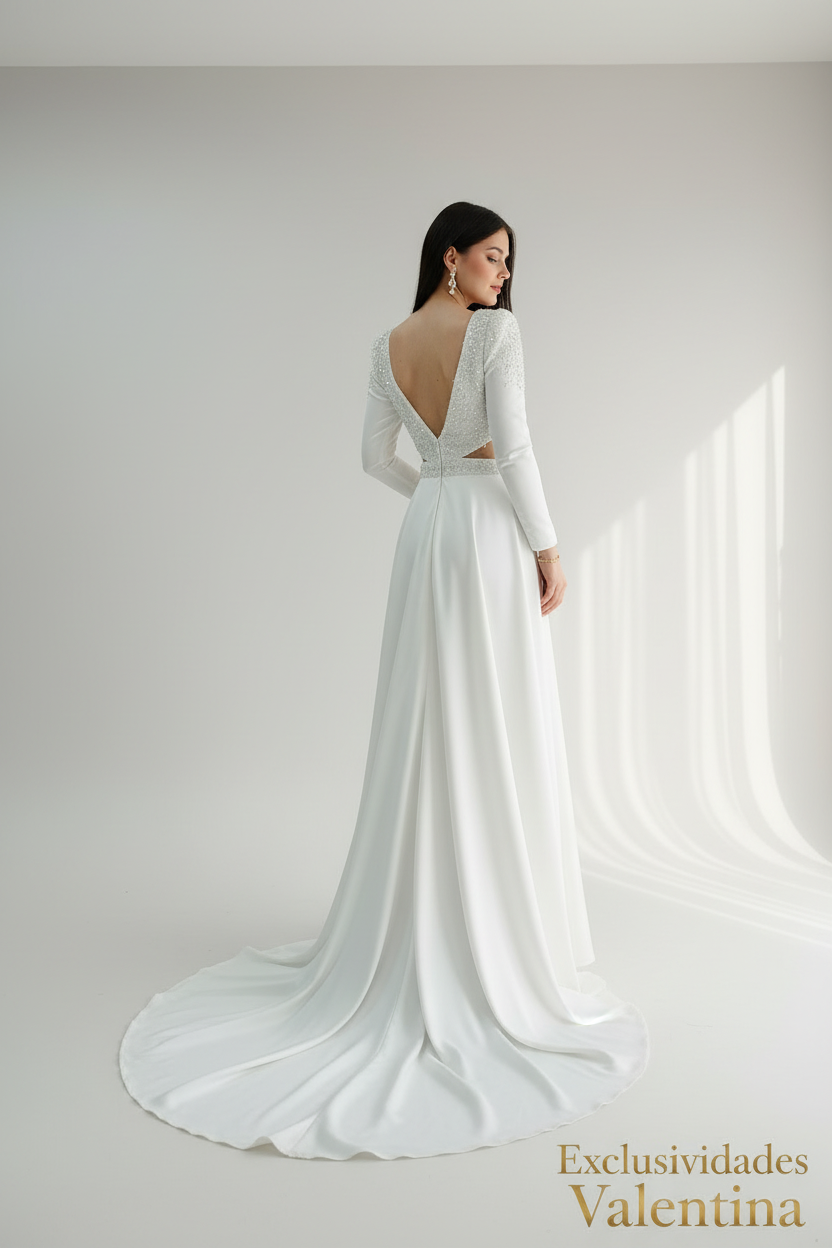Vestido Blanco · Escote V Bordado cod.V258