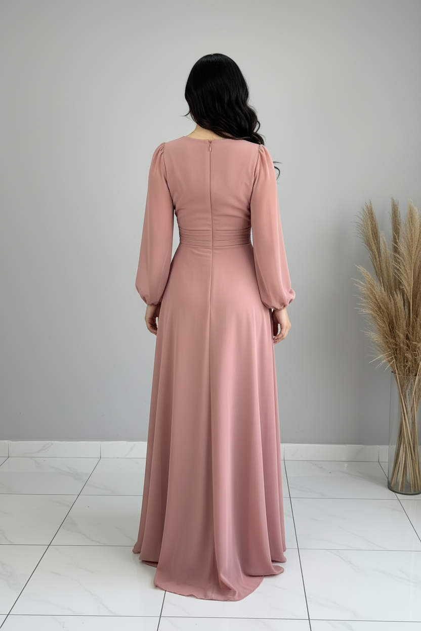 Vestido Rosa Palo Romántico cod.587