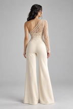 Enterizo Ivory Tul Perlas Pantalón Acampanado cod.E0001