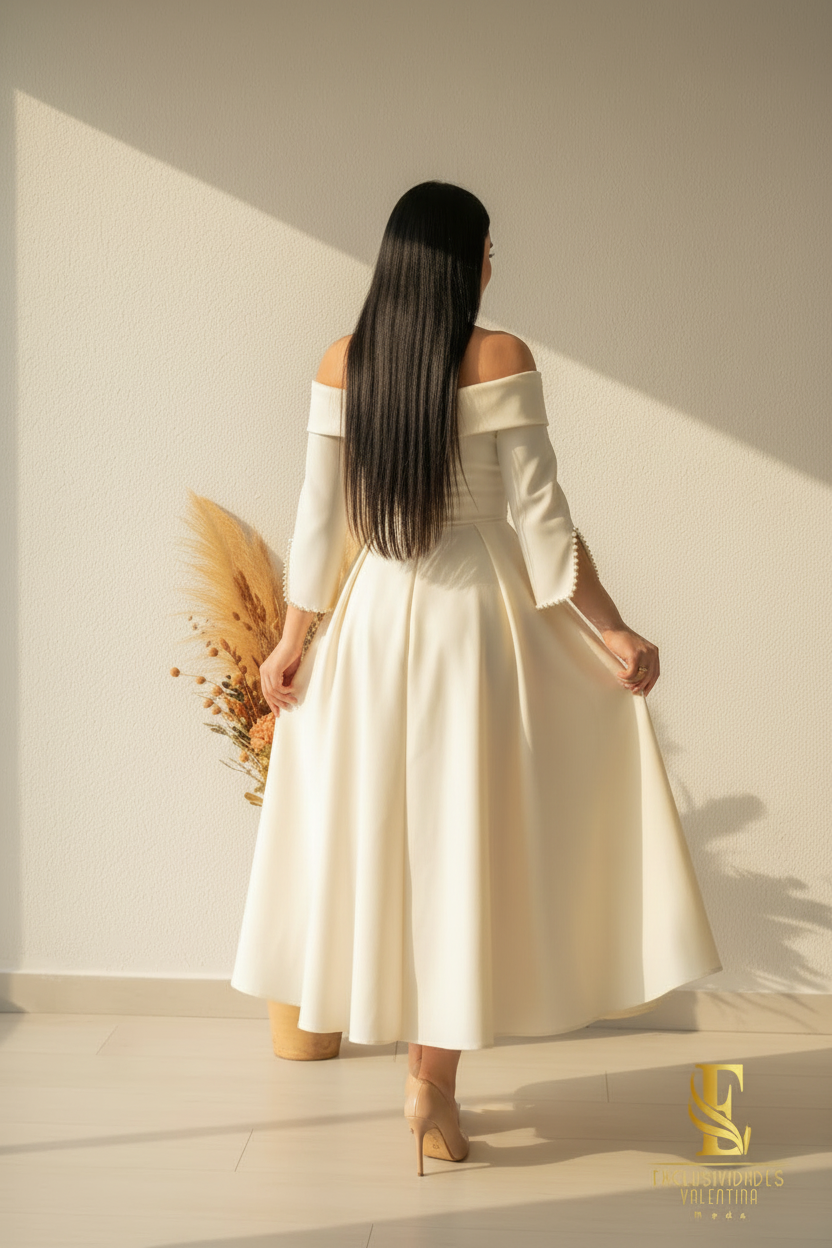 Vestido Cream Off-Shoulder cod.00152
