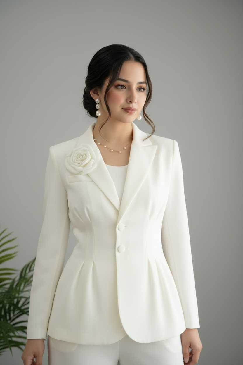 Traje Blanco Peplum Exclusivo cod.791