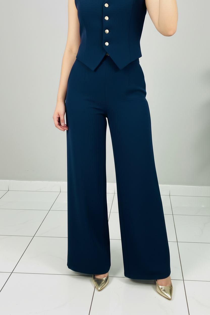 Conjunto Navy Chaleco Gold & Palazzo cod.566