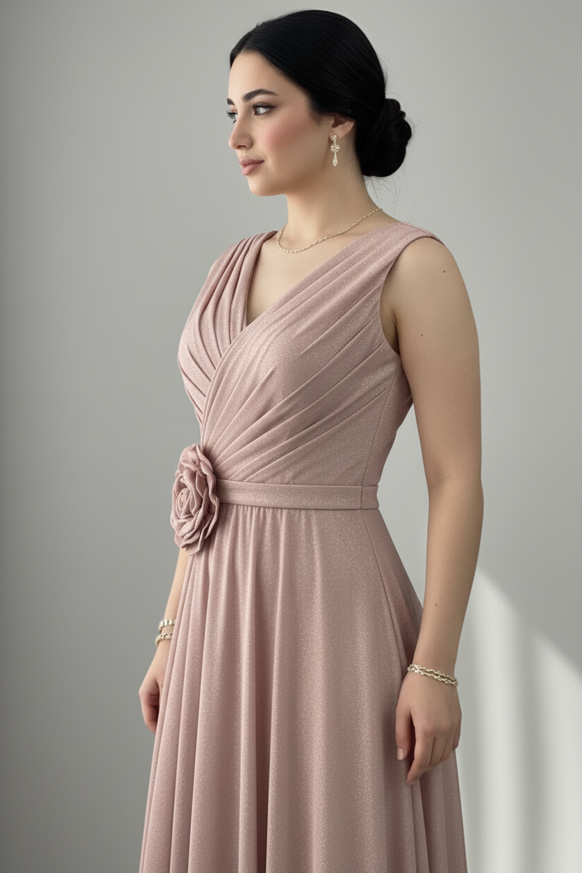 Vestido Rosa Palo Flor cod.906