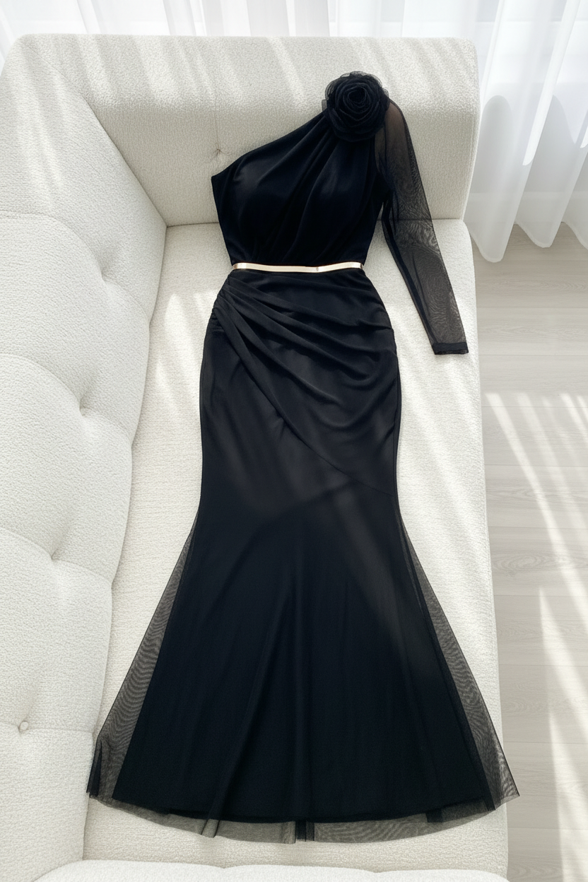 Vestido Negro Rosa cod.V408