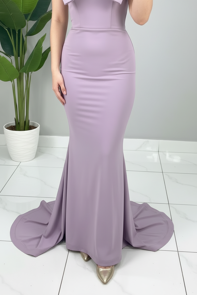 Vestido Lila Sirena con Lazo