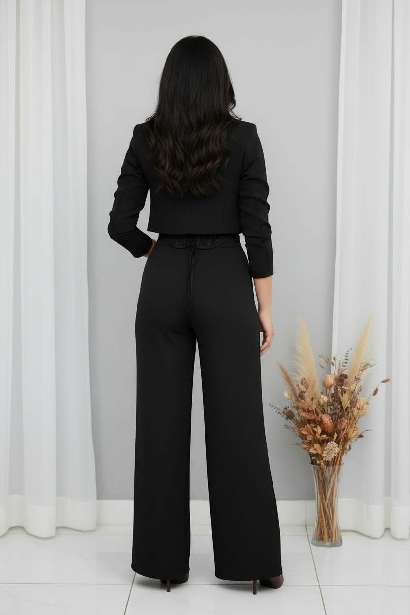 Conjunto Negro Blazer Corset Palazzo cod.C310