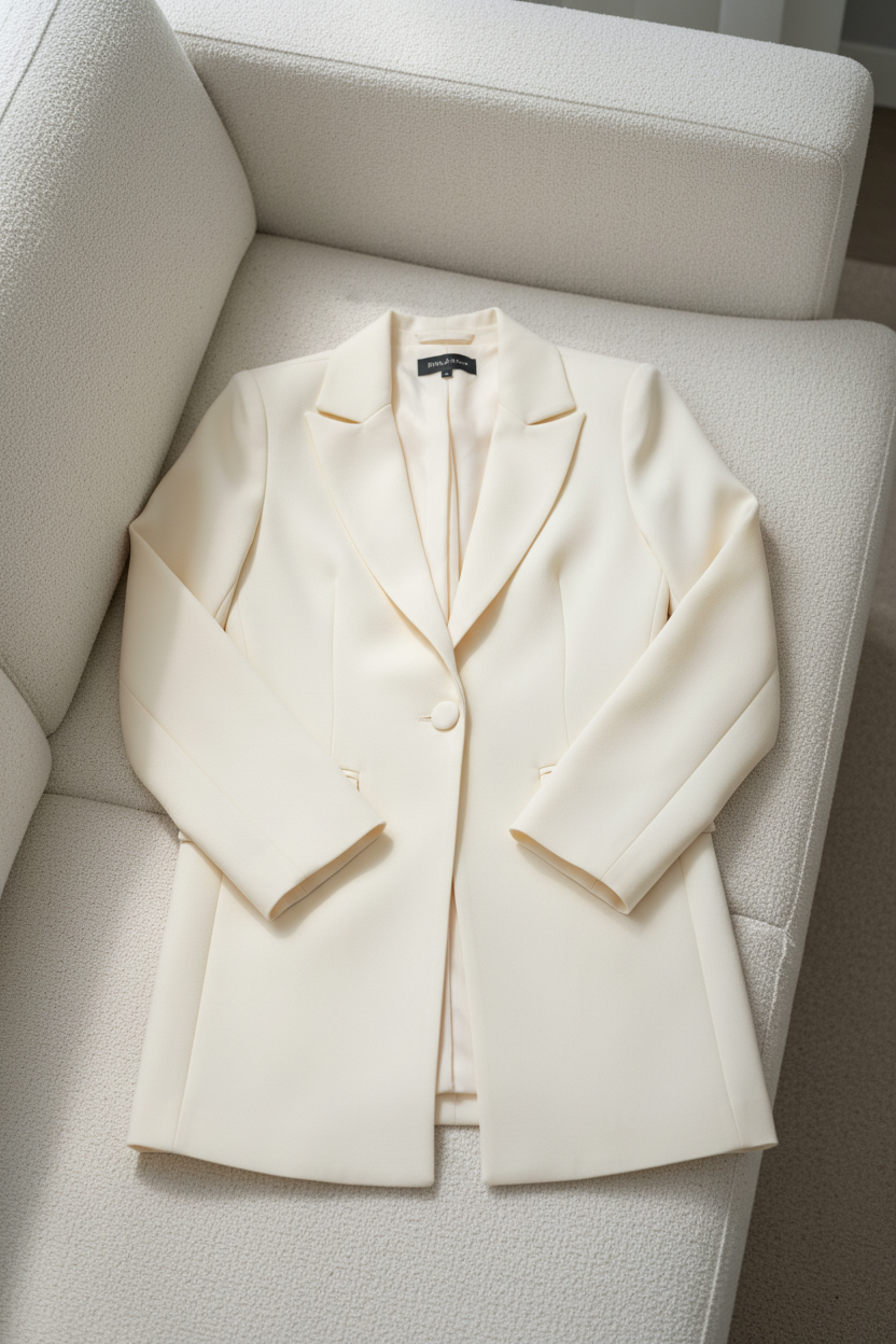 Blazer Largo Marfil Un Botón cod.B428