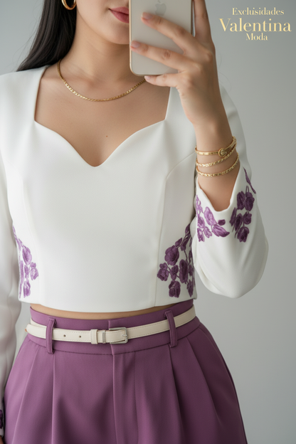 Conjunto  Bordado & Short Morado cod.C792