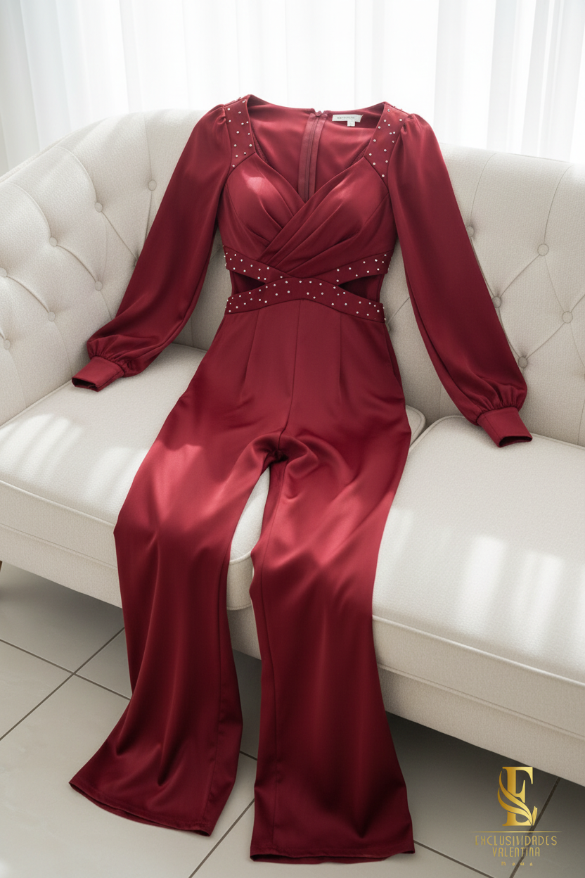 Enterizo Vino Perlas Cut-Out cod.E329