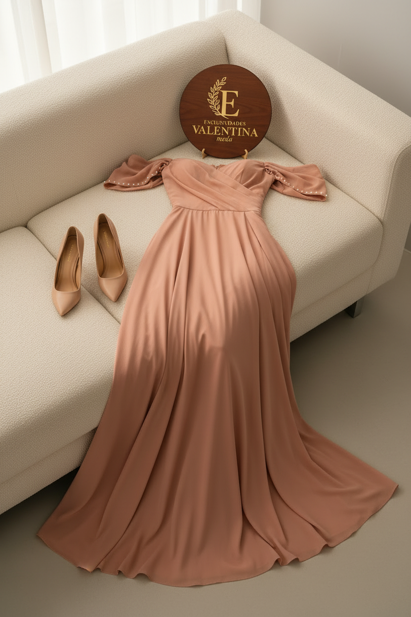 Vestido Rosa Palo Off-Shoulder Maxi cod.00153