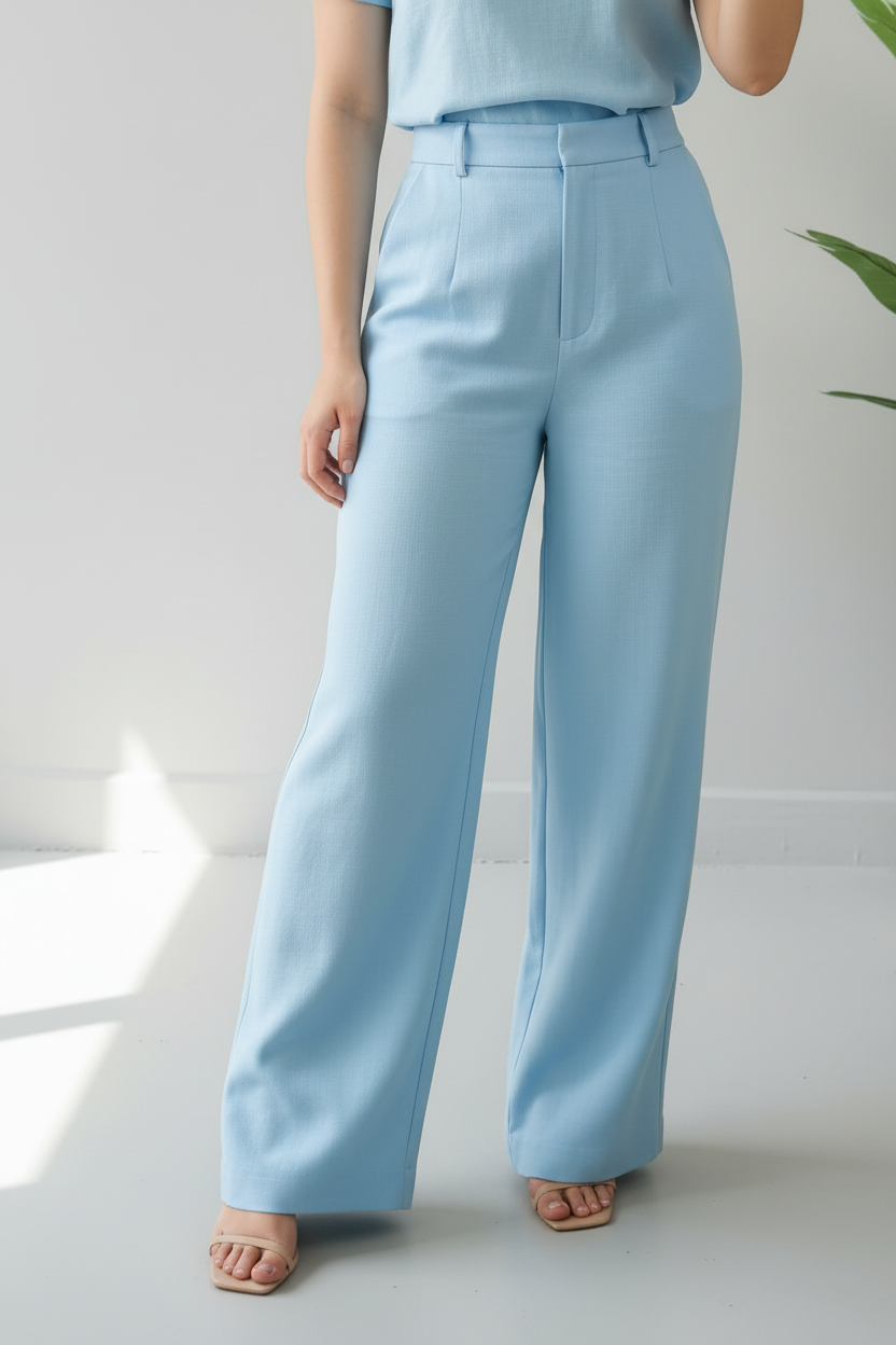 Conjunto Sky Blue Rose & Palazzo cod.576