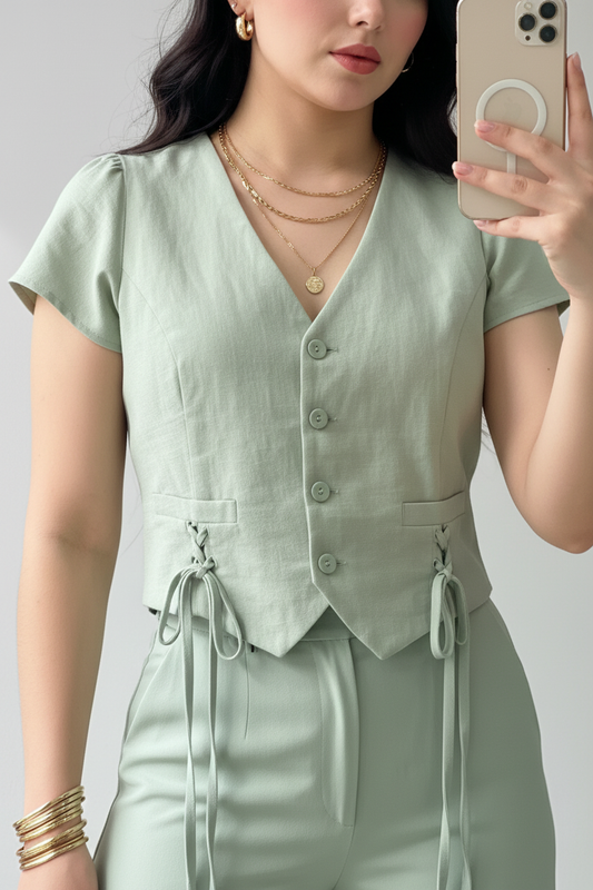 Conjunto Sage Vest Lace-Up & Palazzo cod.575