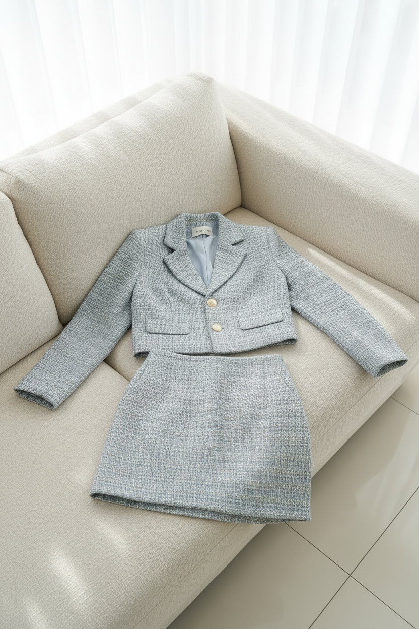 Conjunto Tweed Celeste cod.C409