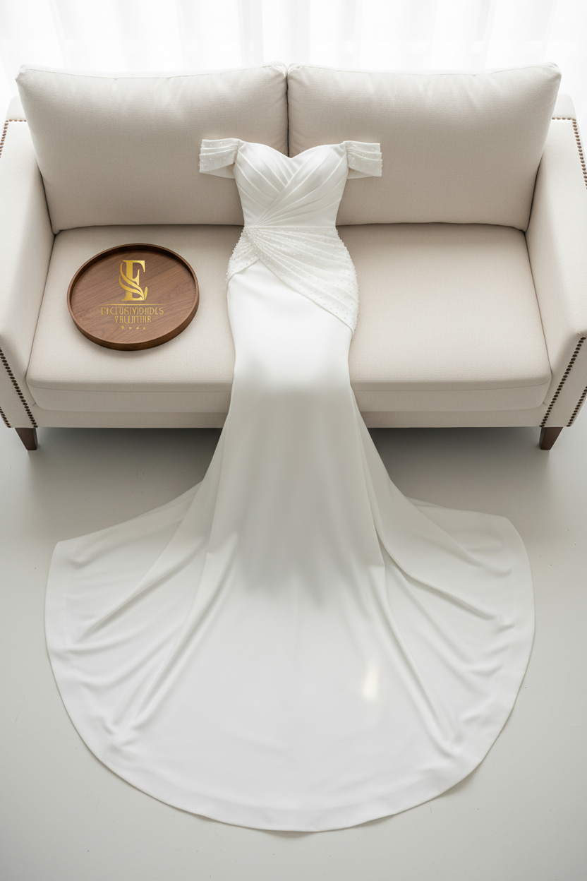 Vestido Blanco Nupcial Off-Shoulder Drapeado cod.0015