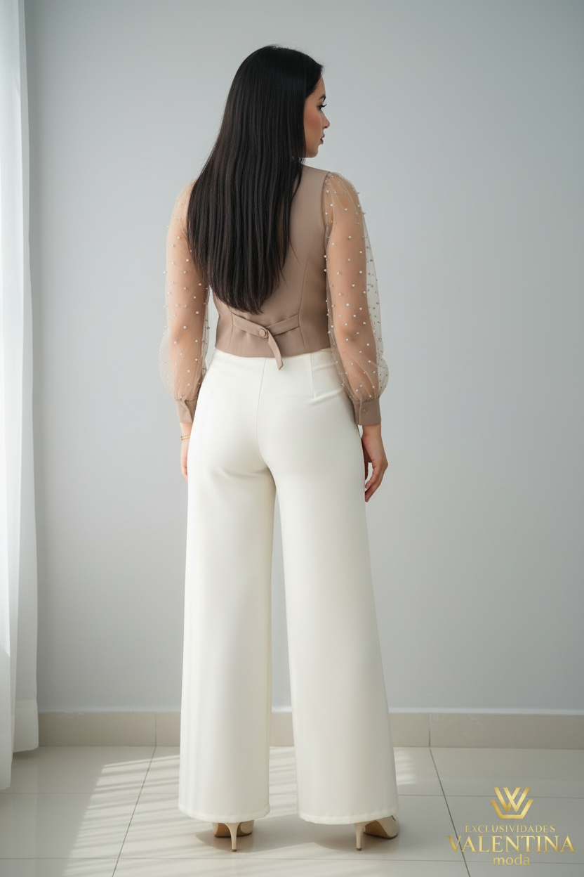Conjunto Beige  y cream cod.C539