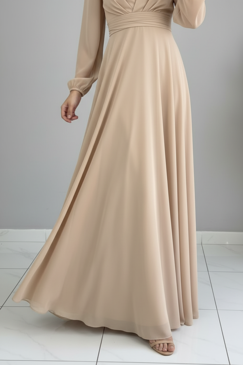 Gown Champagne Gasa Exclusiva cod.787