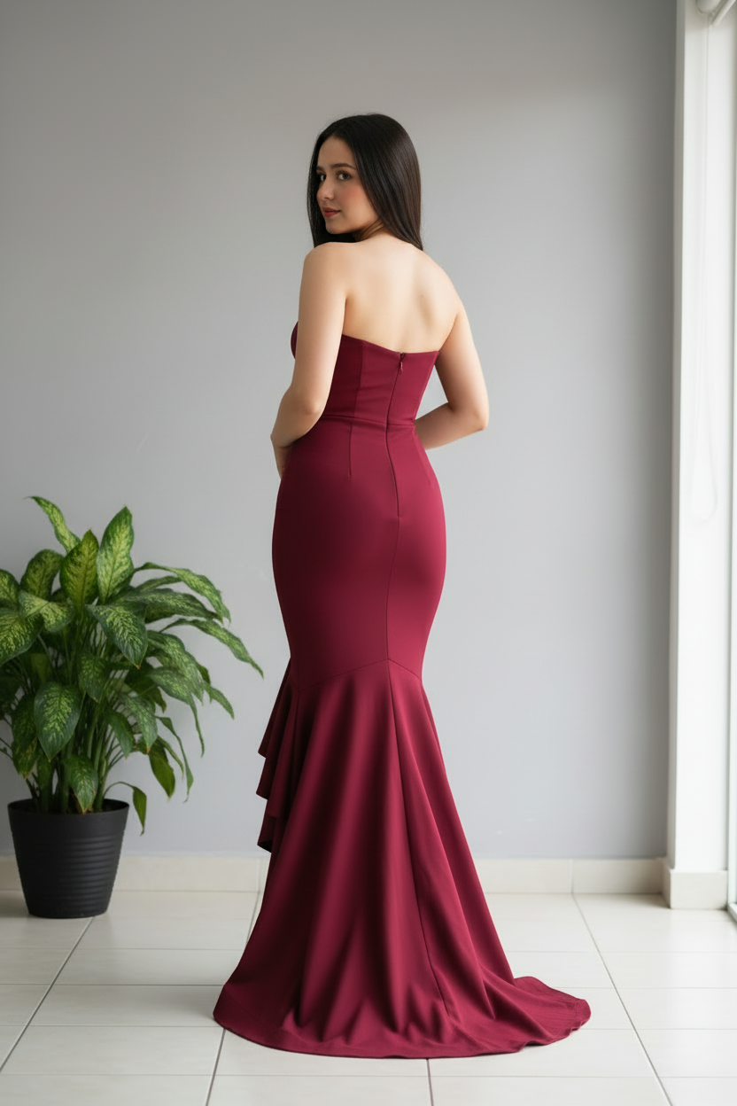 Vestido Sirena Vino cod.617