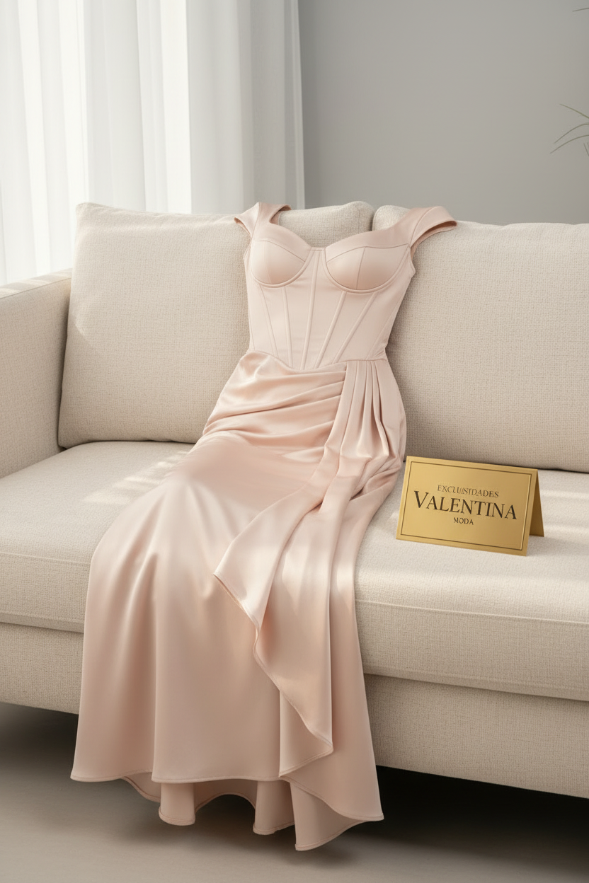 Vestido Corset Arabella rosa pastel cod.V654