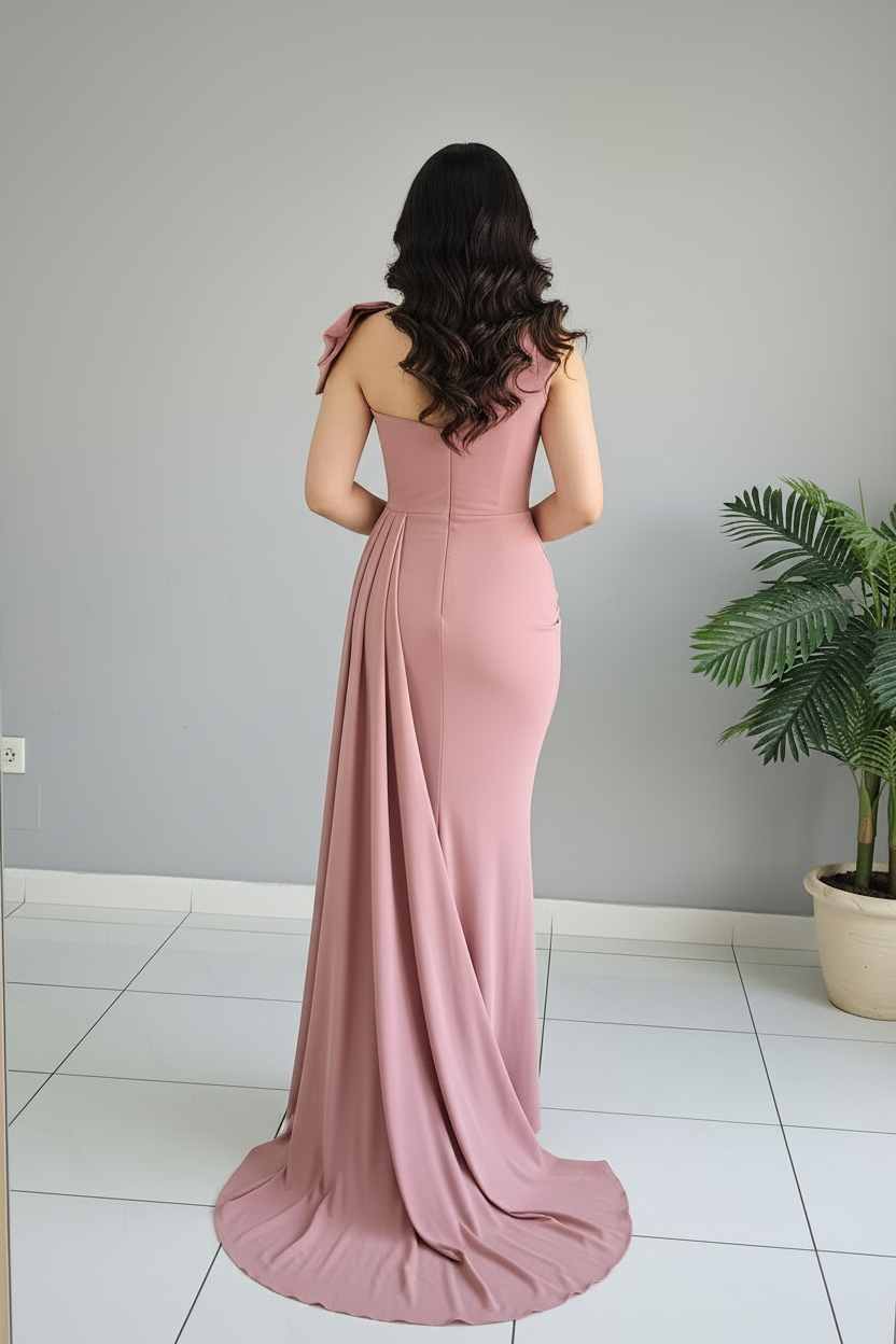 Vestido Dusty Rose Bow Sirena con Cola cod.581