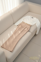 Pantalón Palazzo Beige Camel | Tiro Alto con Cinturón Dorado cod.P519