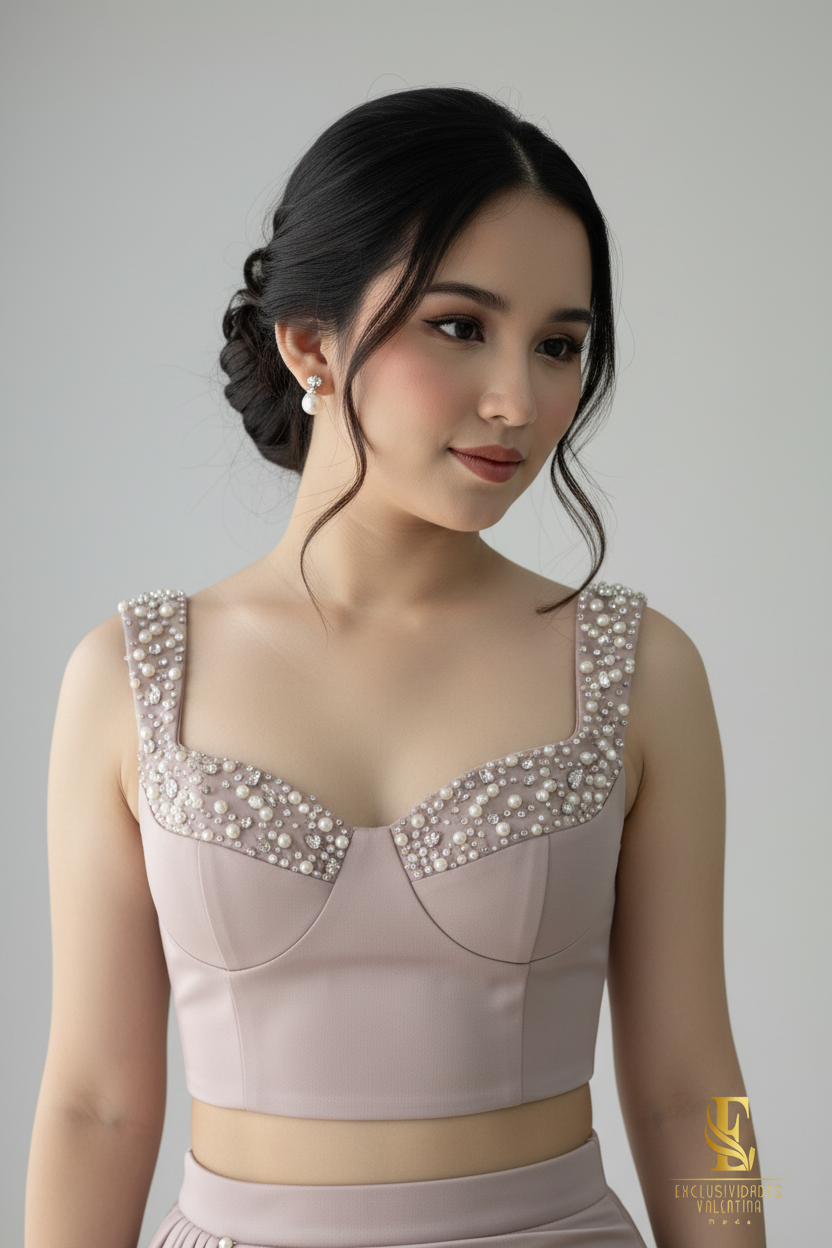 Conjunto Mauve Perle Corset & Falda C222