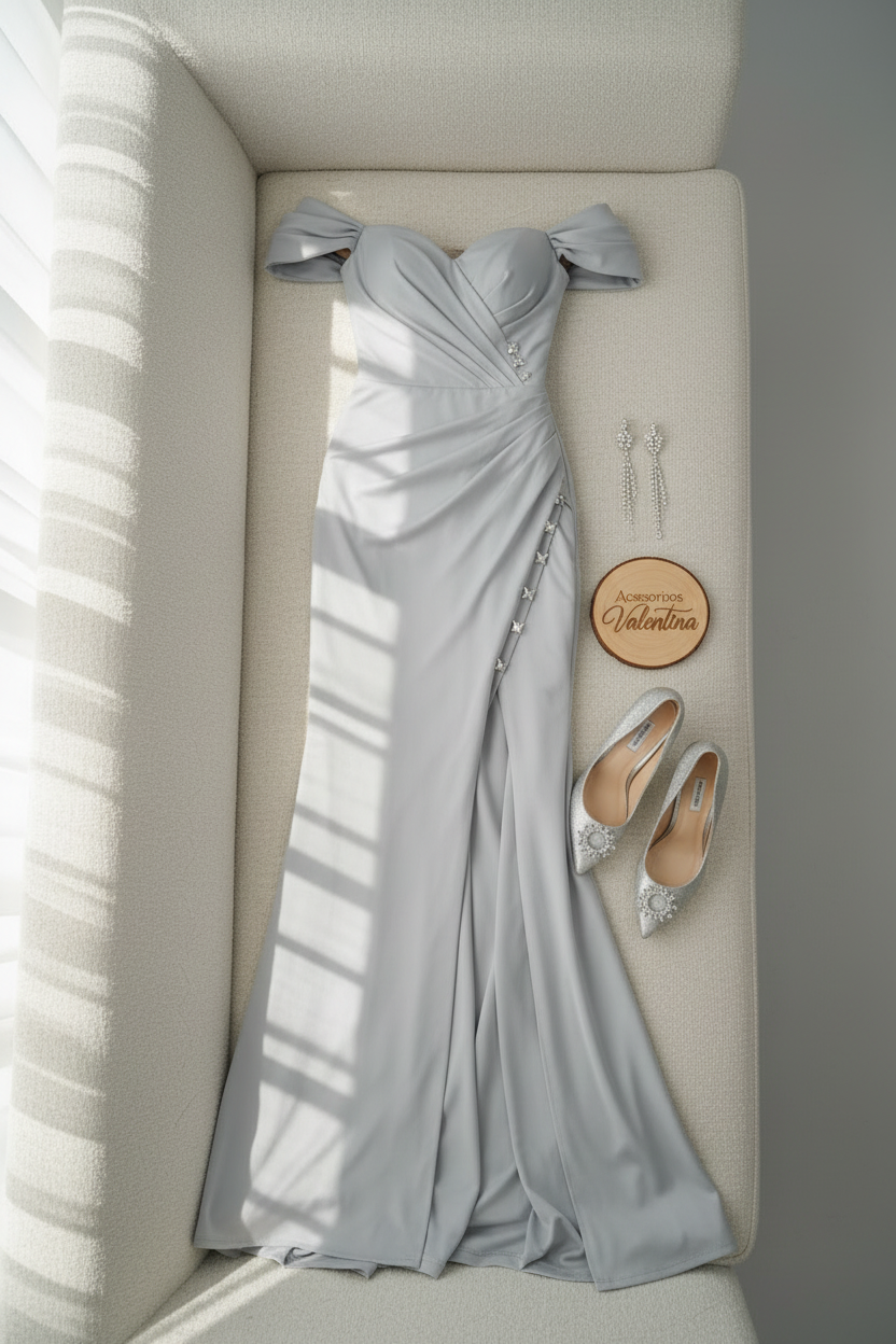 Vestido Gris Plateado cod.744