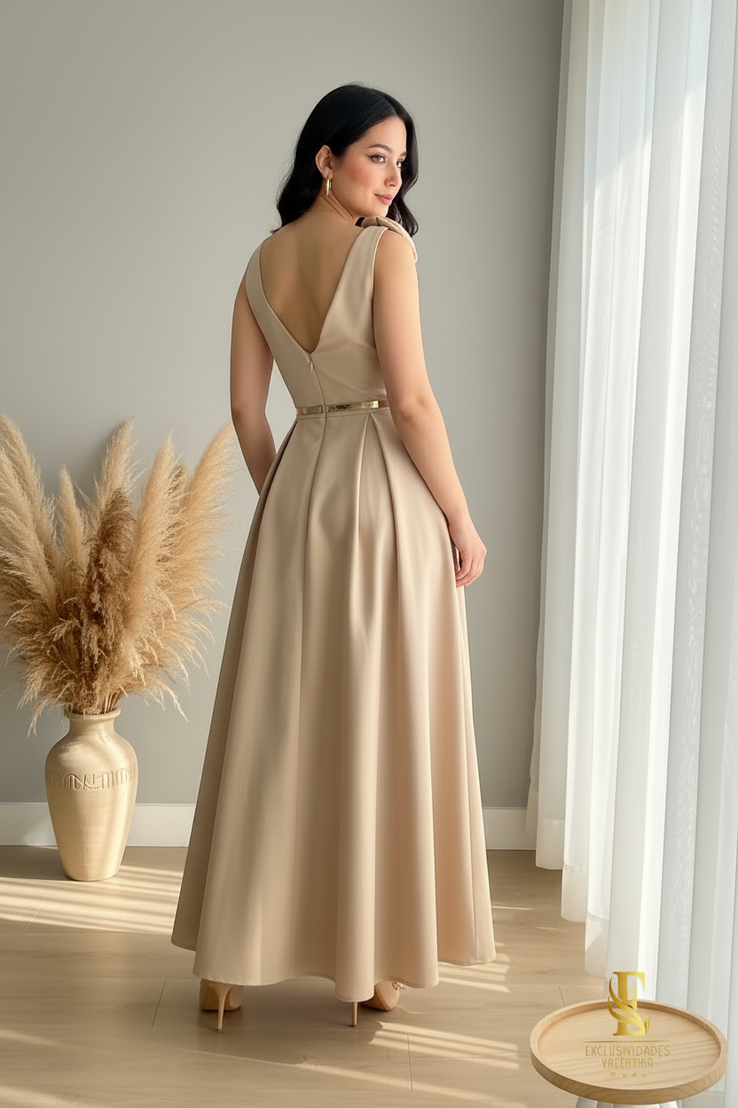 Vestido Beige Champagne Rosa D cod.00163