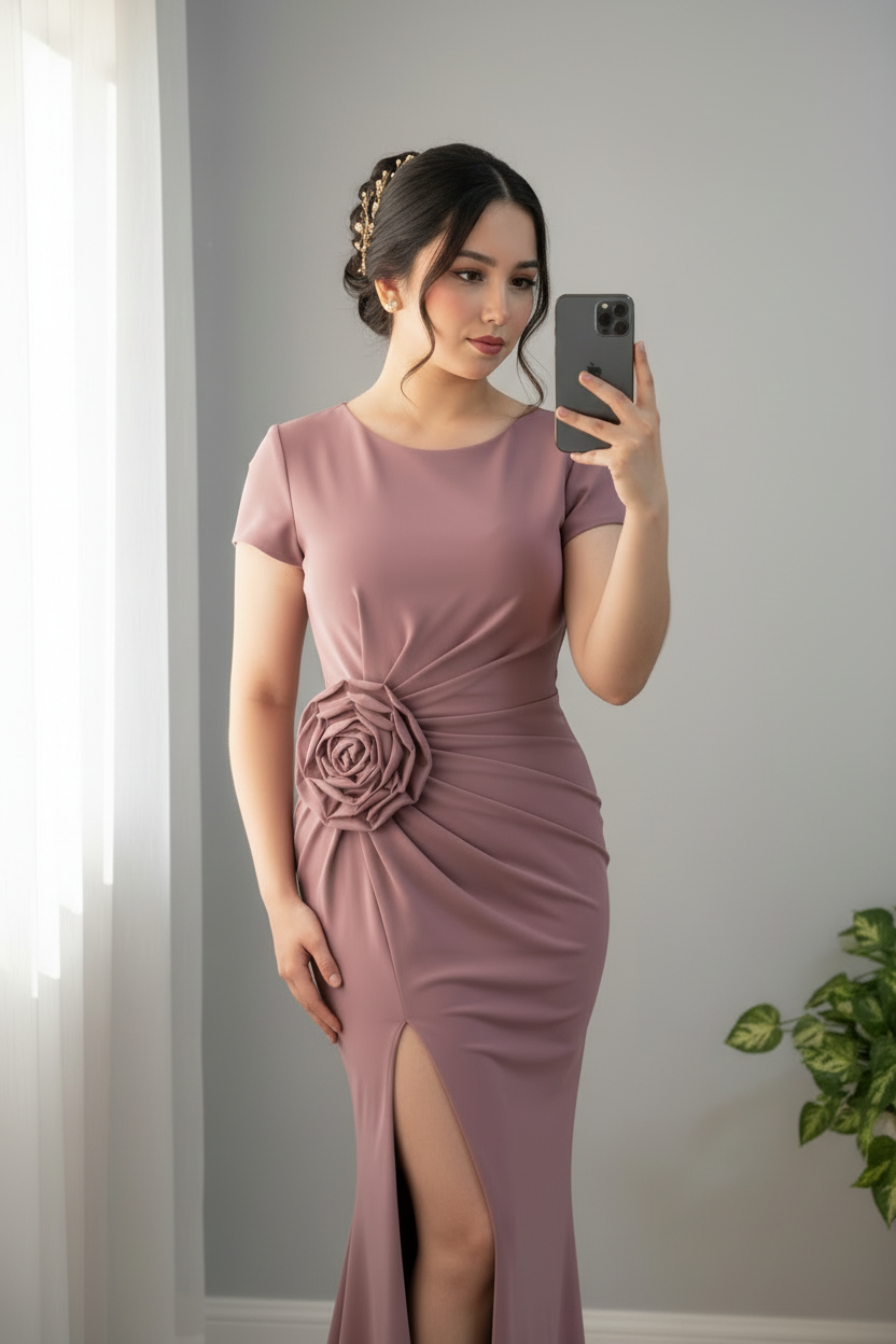 Vestido Rosa Palo Rosa 3D Sirena cod.003