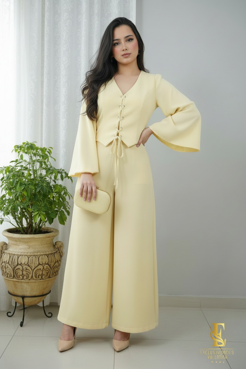 Conjunto Amarillo Mantequilla — Top Campana & Palazzo cod.0025