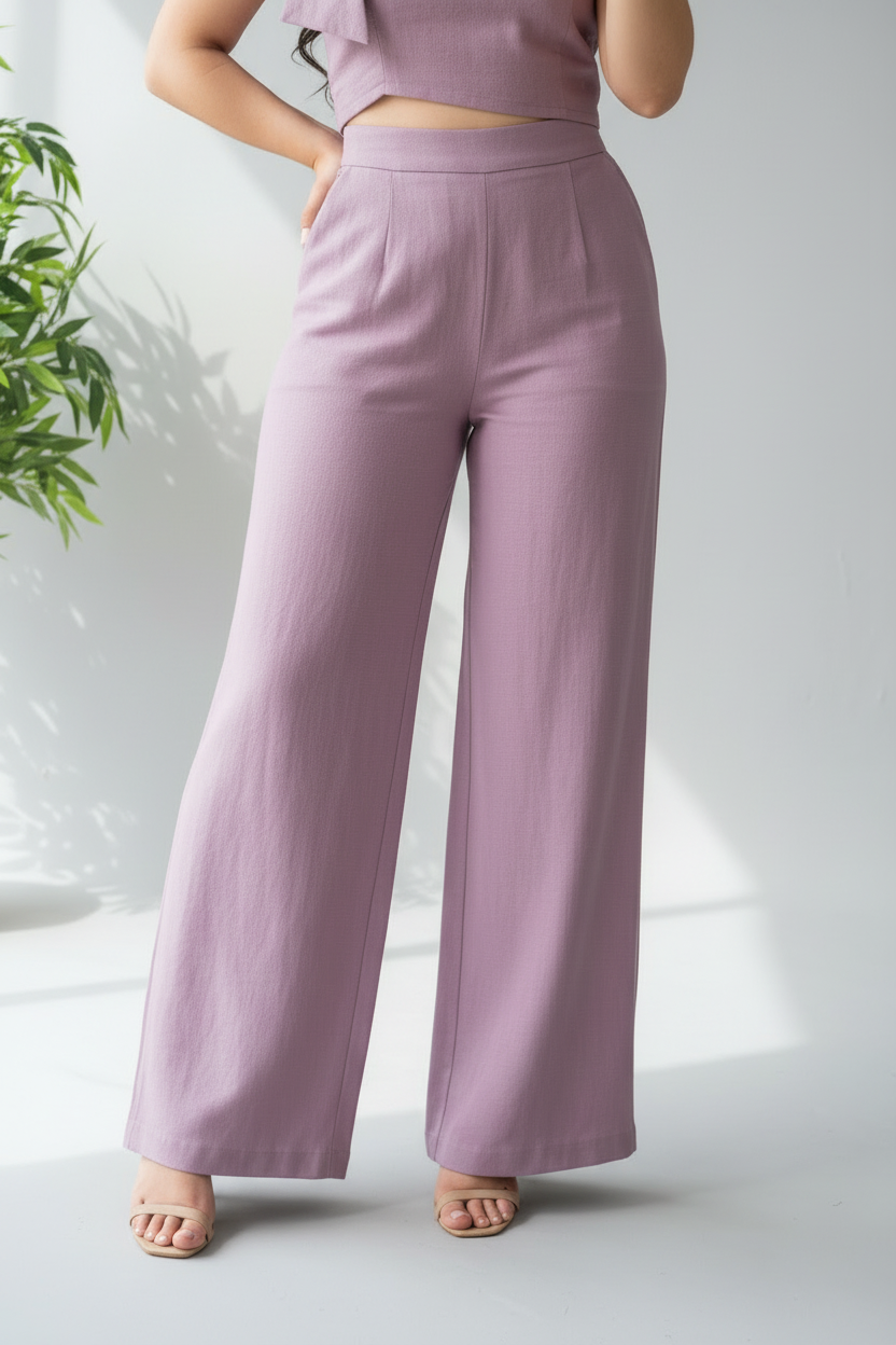 Conjunto Lilac Bow Crop & Palazzo cod.573