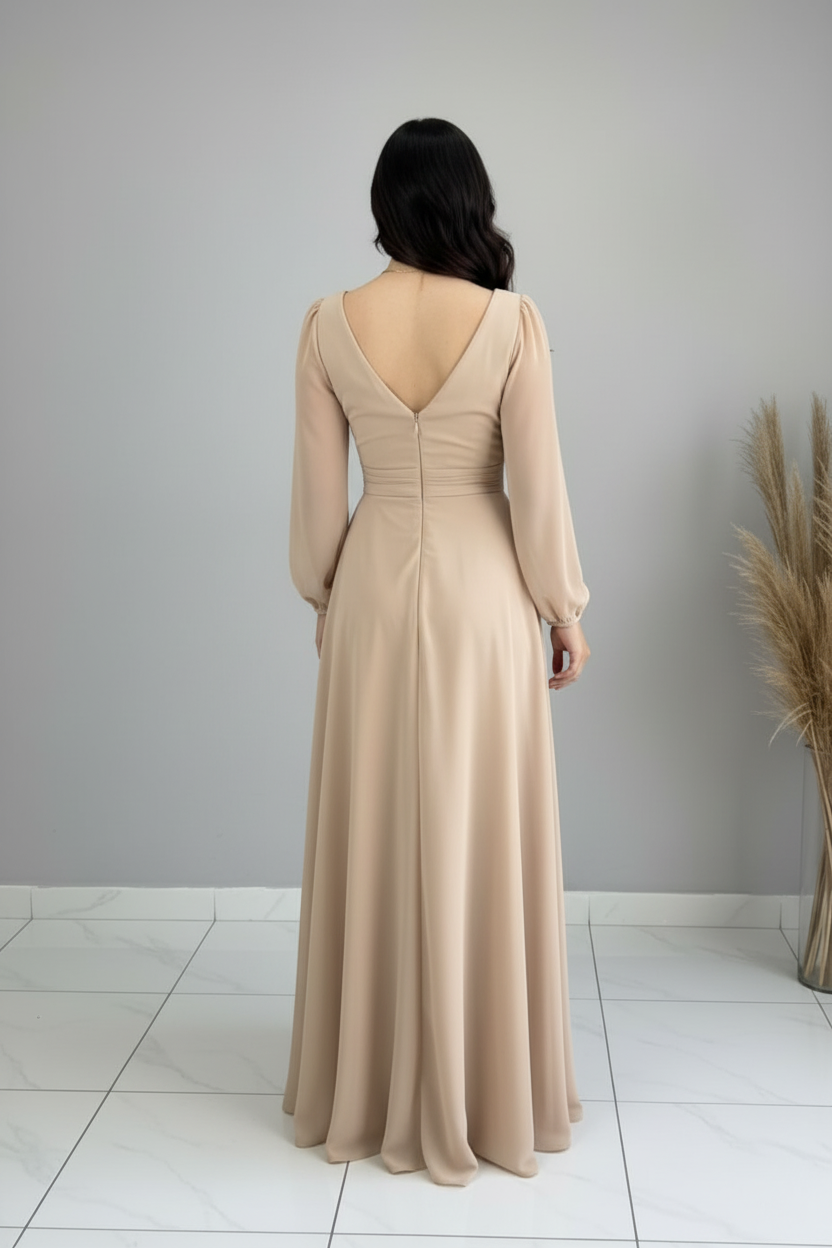 Gown Champagne Gasa Exclusiva cod.787