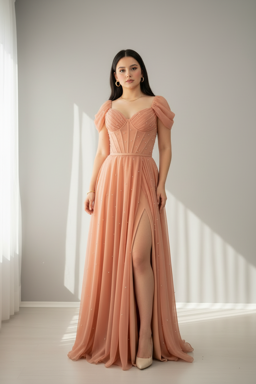 Vestido Salmón cod.V659