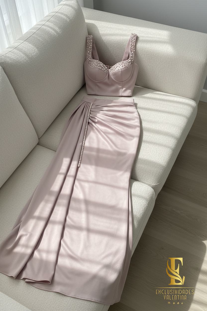 Conjunto Mauve Perle Corset & Falda C222