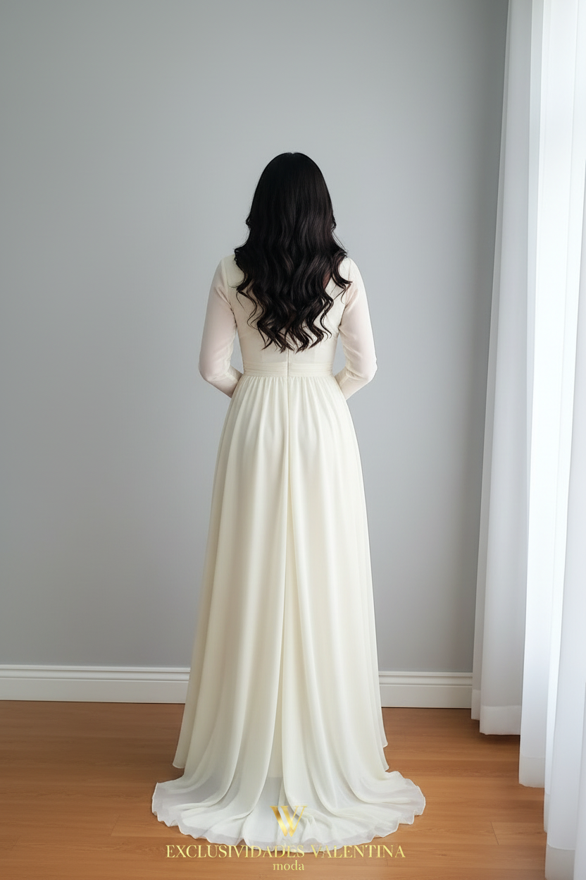 Vestido Blanco Asimétrico Gasa cod.V733