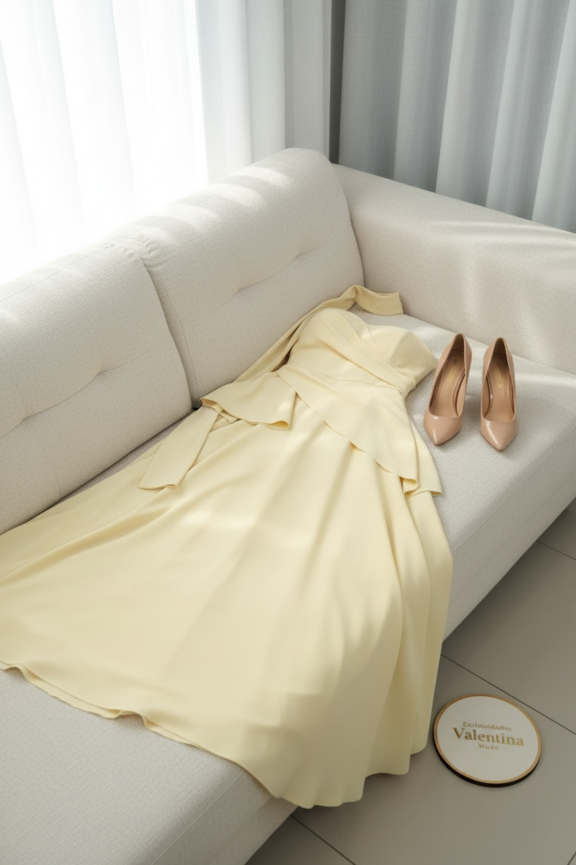 Vestido Midi Amarillo Pastel Halter cod.00124