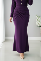 Conjunto Dos Piezas Morado Estilo Chanel con Perlas cod.C9389