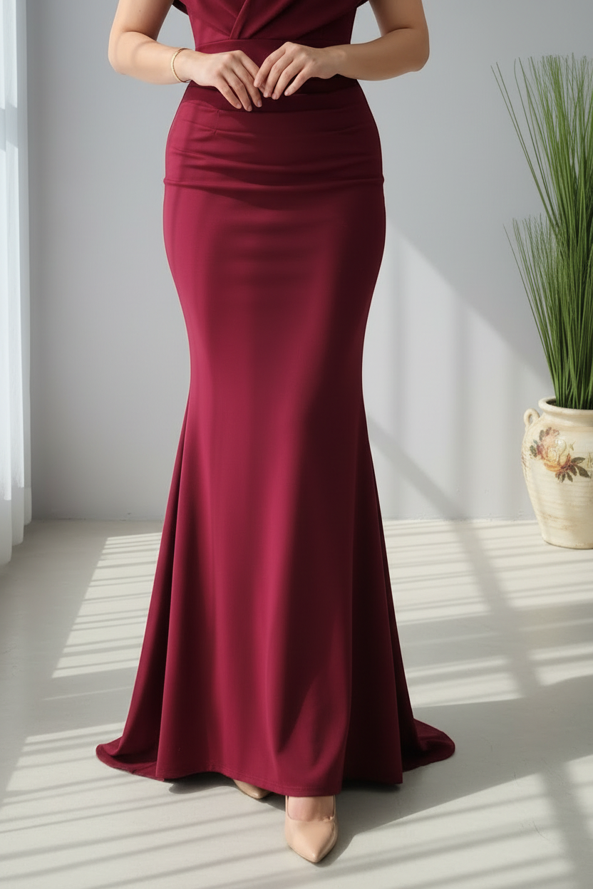 Vestido Sirena Vino Borgoña Exclusivo cod.796