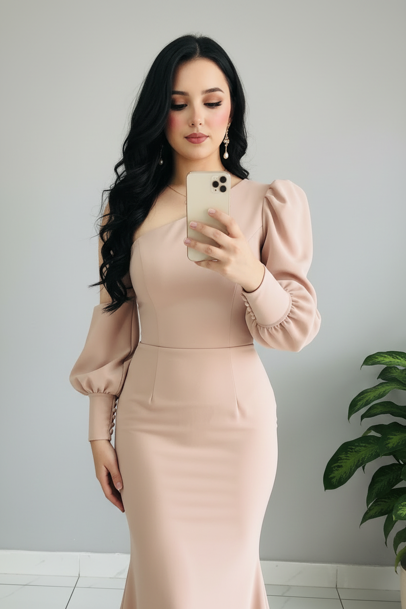 Vestido Nude Sirena con Cola cod.590