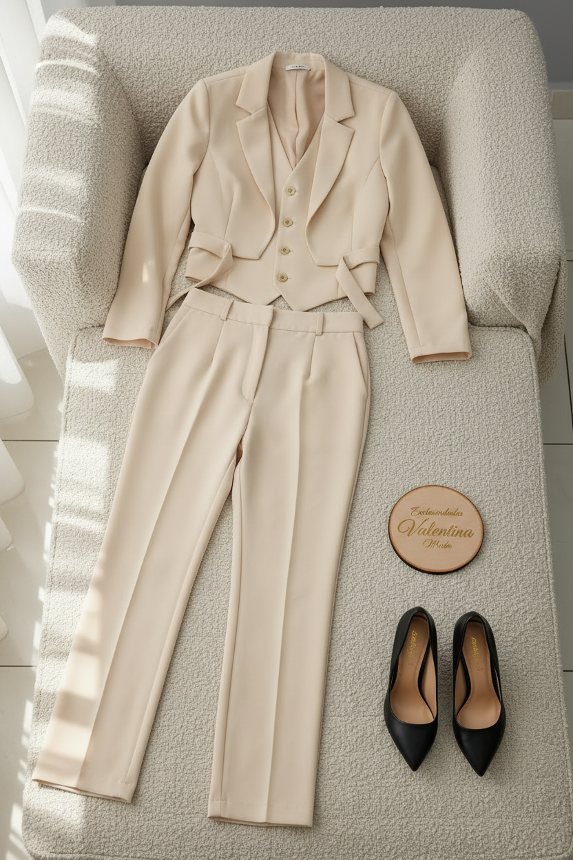 Traje Ivory Prestige – Blazer + Chaleco + Pantalón 3 Piezas