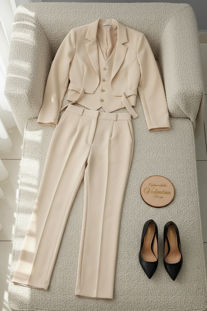 Traje Ivory Prestige – Blazer + Chaleco + Pantalón 3 Piezas
