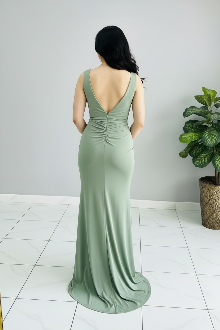Vestido Sage Green Ruched cod.705