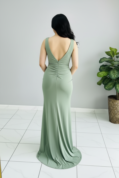 Vestido Sage Green Ruched cod.705