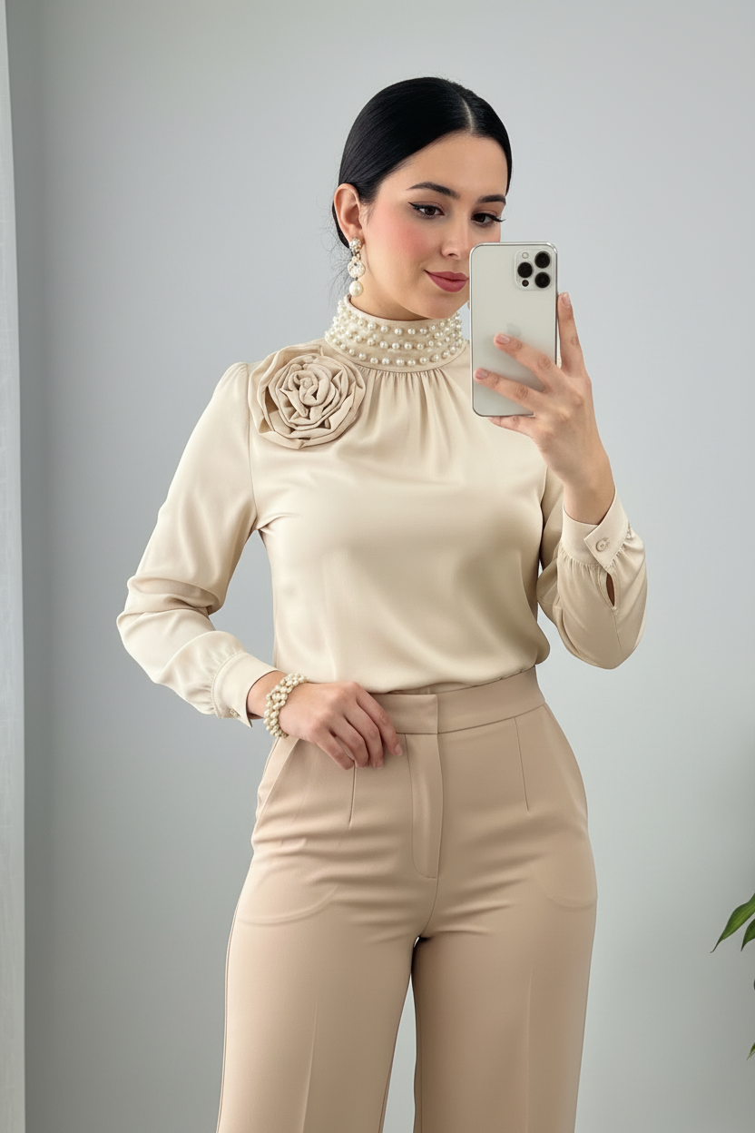 Conjunto Dos Piezas Beige Champagne  cod.878
