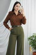 Conjunto con Rosa y  Verde Olivo cod.0055