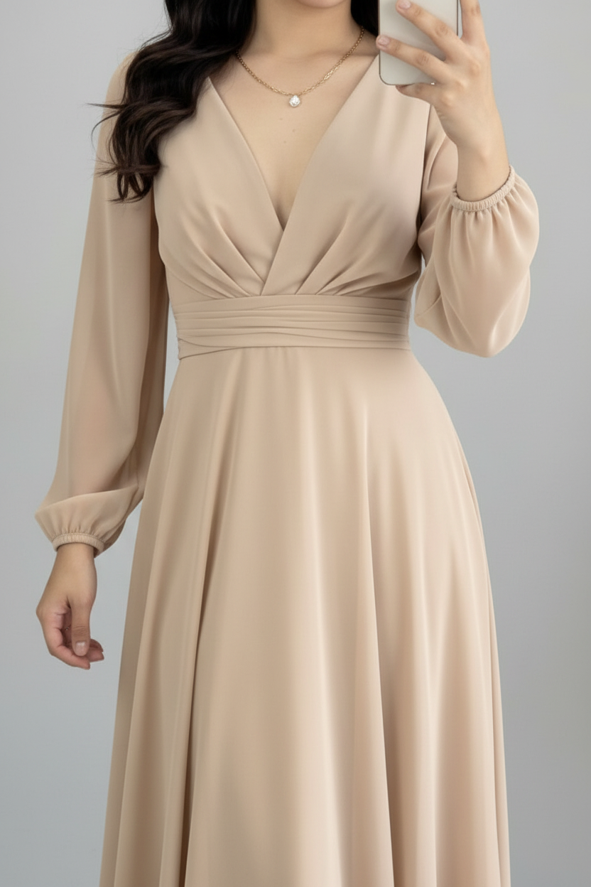 Gown Champagne Gasa Exclusiva cod.787
