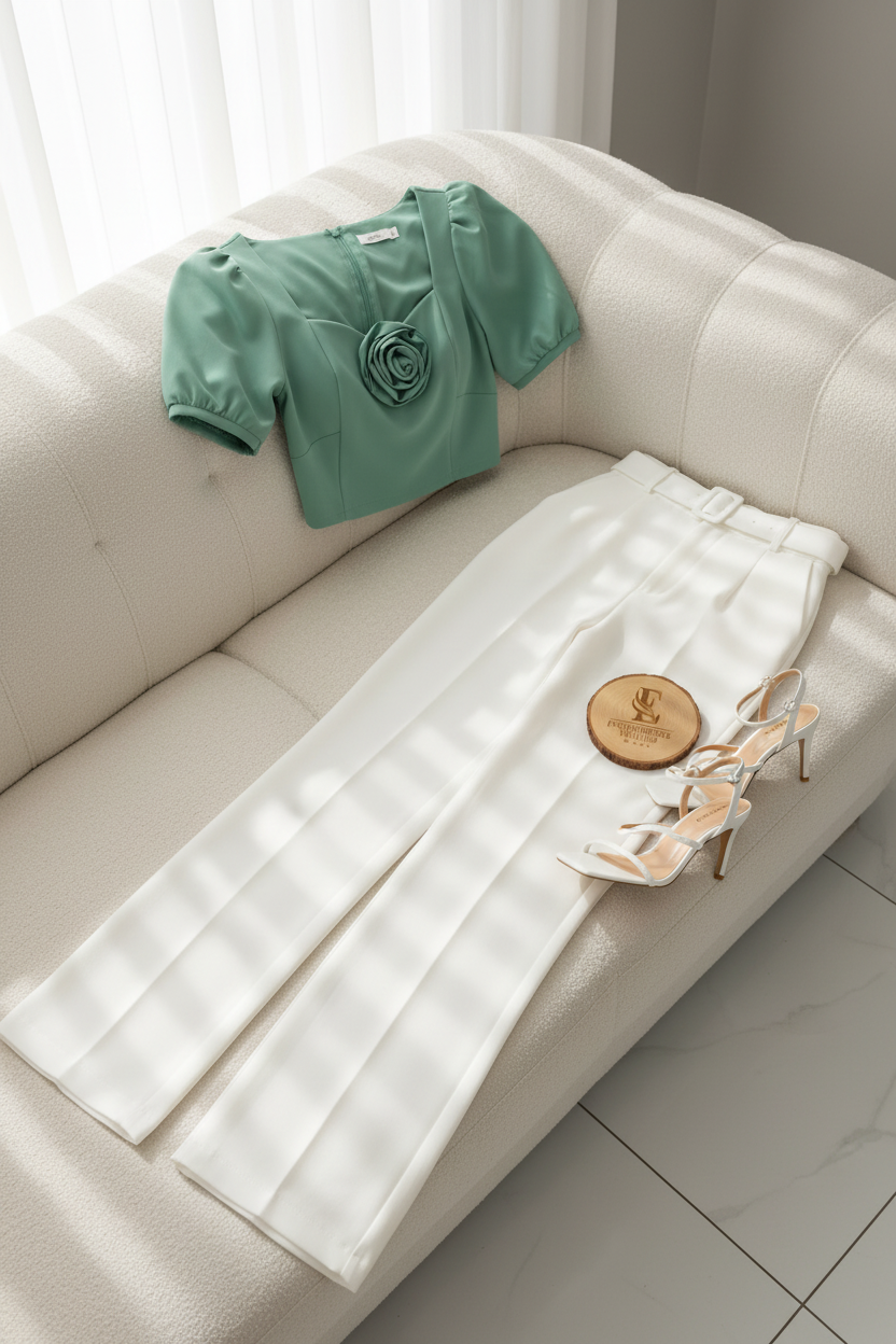 Conjunto Sage Rose & White cod.576