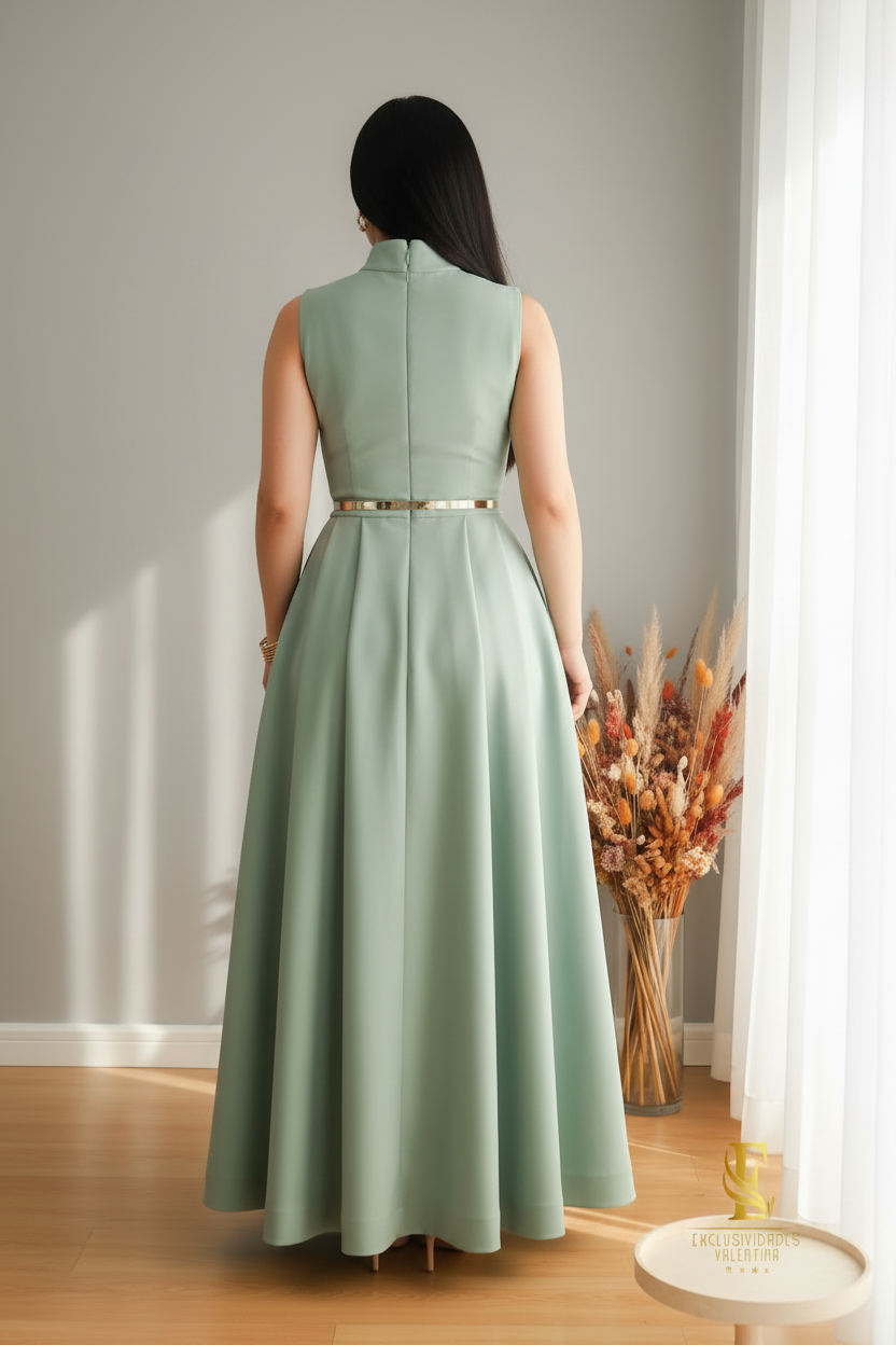 Vestido Verde Menta Rosa D cod.00160