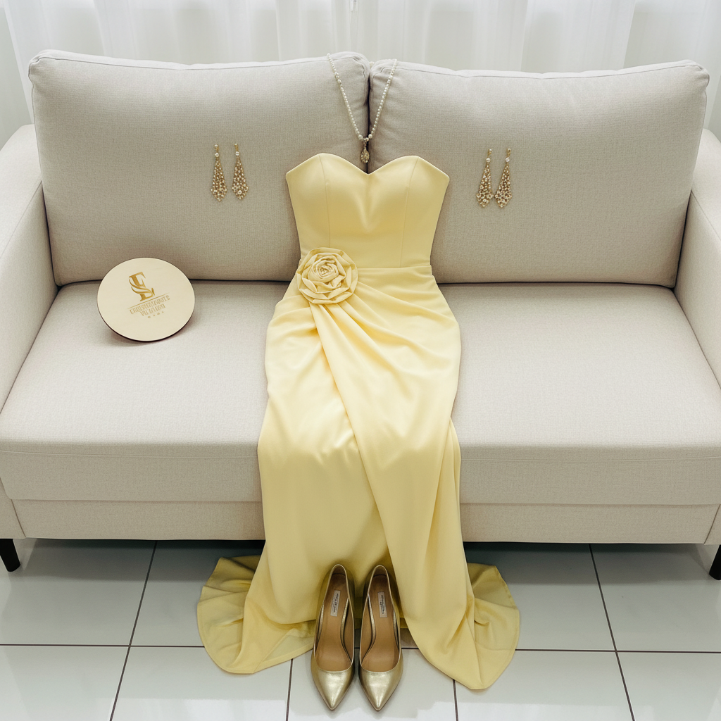 Vestido Amarillo Rosa D cod.591